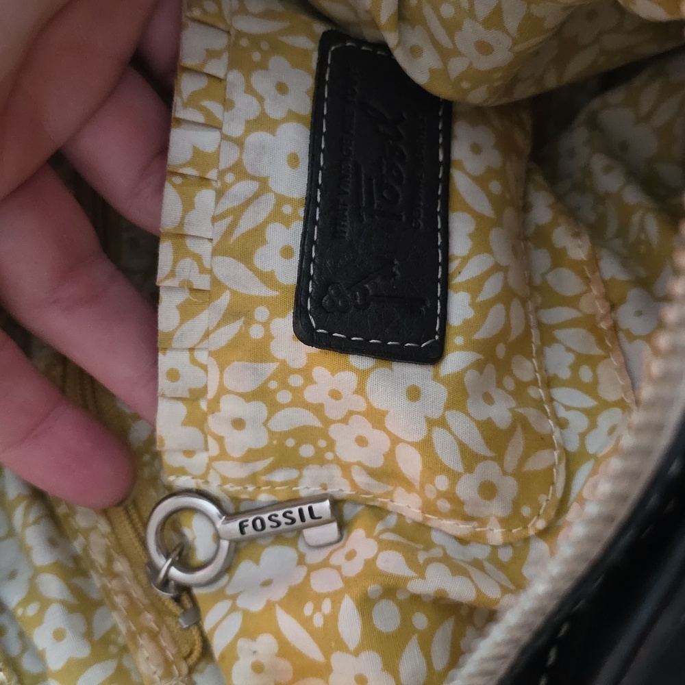 Fossil Black Pebbled Leather Hobo Shoulder Bag 🤍🩶 - Picture 13 of 17